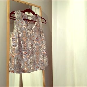 Silver fancy loose tank top