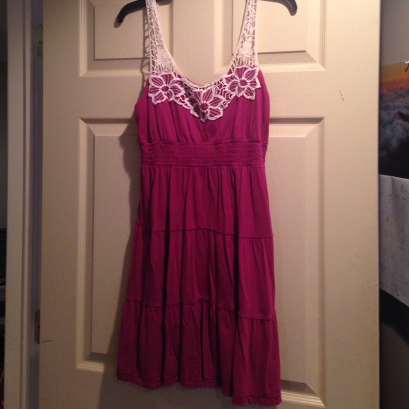 Maroon dress with white crochet