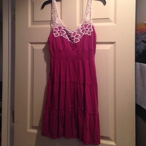 Maroon dress with white crochet