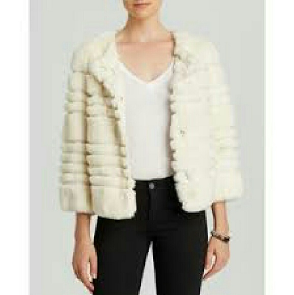 Sold! DIANE VON FURSTENBERG Talia Ivory Fur Coat - Picture 2 of 4