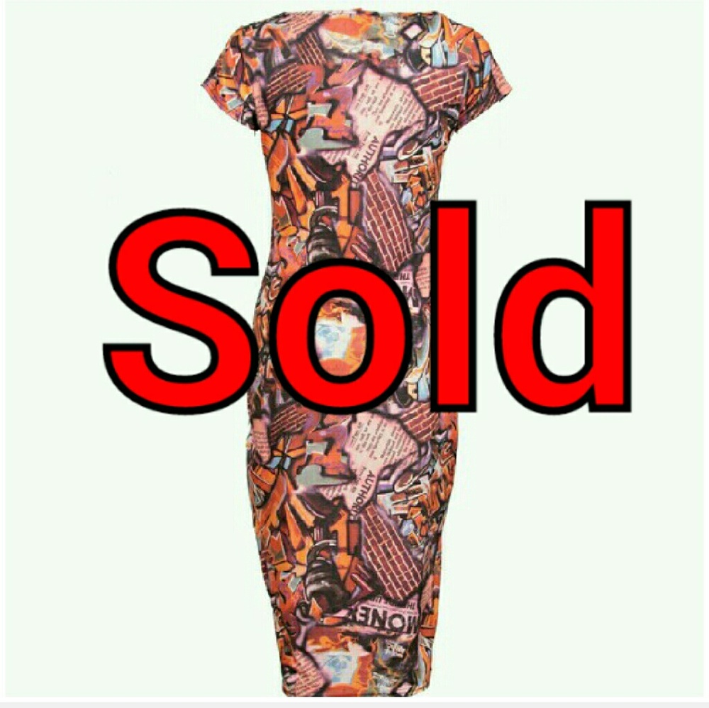 Graffiti Print BodyCon Dress