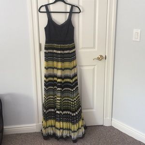 Free People Navy Yellow Bohemian Maxi Dress