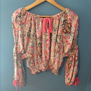 Cute Boho paisley peasant blouse