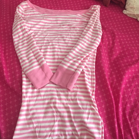 Abercrombie pink and white stripe long sleeve