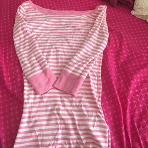 Abercrombie pink and white stripe long sleeve