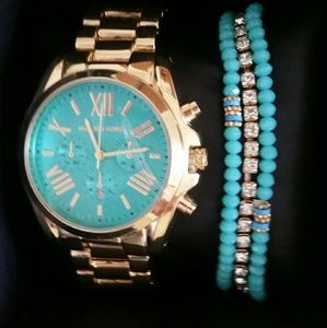 MK Gold and Aqua Watch