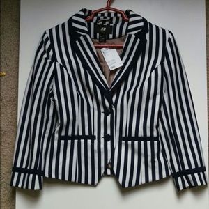 Navy pin strip blazer