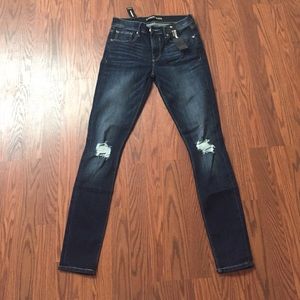 Express Mid Rise Distressed Jean Legging - Dark