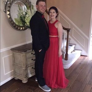 red two piece prom dress size 3