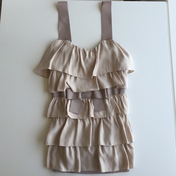 Anthropologie Bordeaux tank top with ruffles