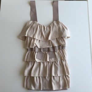Anthropologie Bordeaux tank top with ruffles