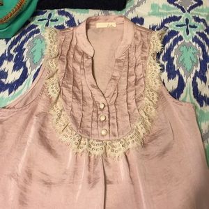 Vintage pink w lace top