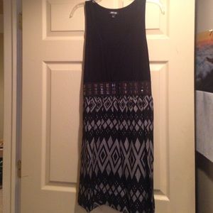 Black cotton dress with tribal design