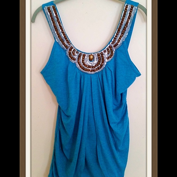 Sequenced embellished tank top