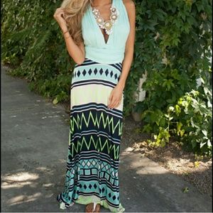 Mint Aztec Maxi dress