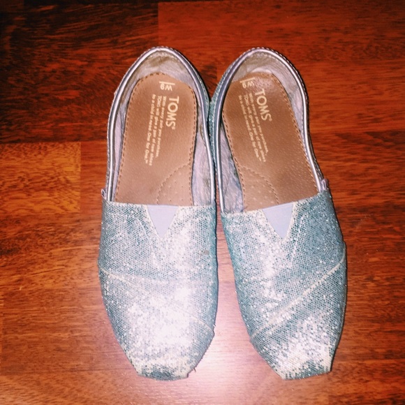 Size 9 Blue Sparkly TOMS