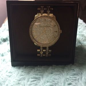 Michael Kors gold watch with rhinestone details