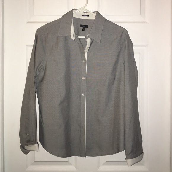 Talbots Grey/White Button down. Size 14
