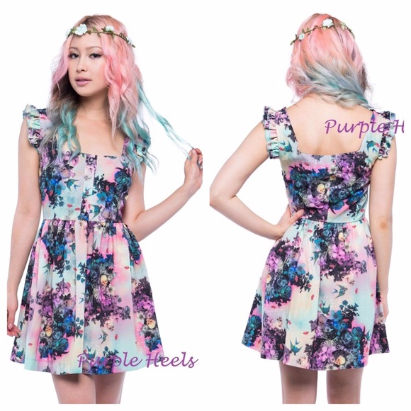 Iron fist floral w/ skulls Juliet babydoll dress