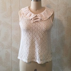 White Lace Peter Pan Collar Top