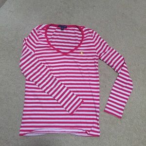 Ralph Lauren pink and white stripe long sleeve tee