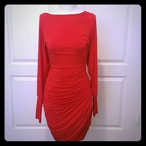 Lady in Red long sleeve tulip dress