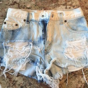 Acid wash shorts