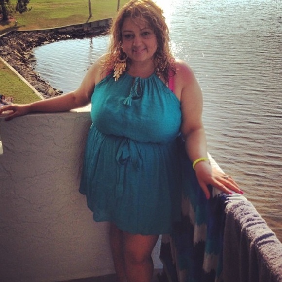 Teal Plus Size Dress - Picture 4 of 4