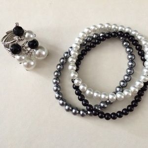 Pearl Bracelets and ring combo