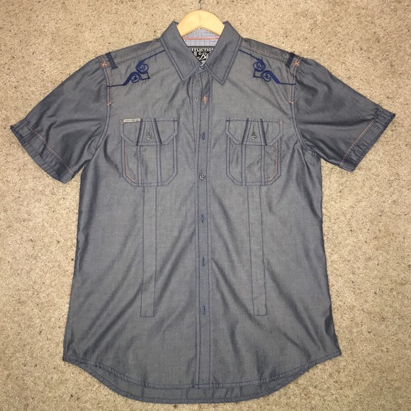 Mens affliction black premium button down, size L