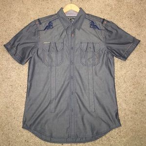 Mens affliction black premium button down, size L