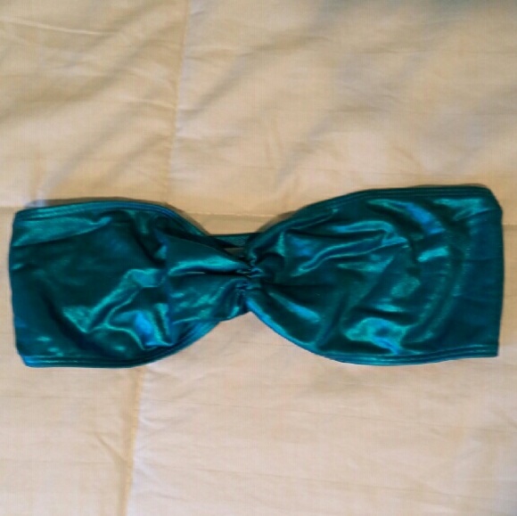 American apparel shiny ruched front tube bra