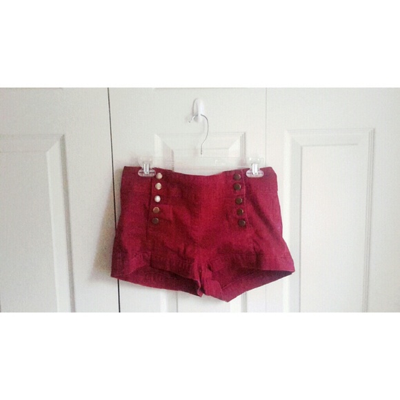 Red high waist shorts - Picture 1 of 4