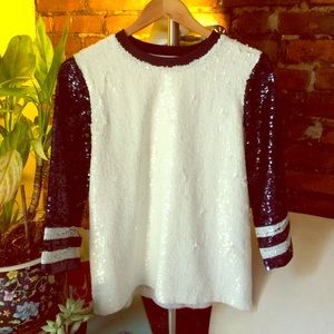 **Topshop Sequined Baseball Tee**