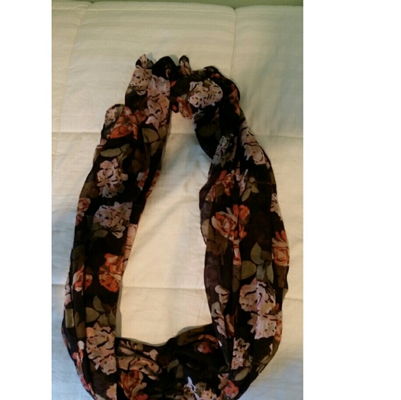 Brown flower printed scarf