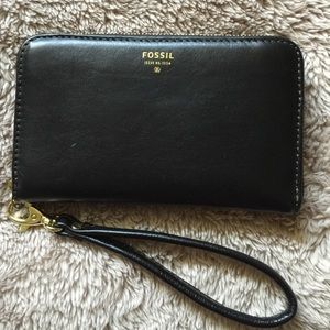 Black Fossil Wristlet