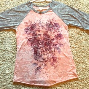 Daytrip flower covered skull shirt