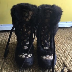 Rare! Coach Jennie Genuine Rabbit Fur Snow Boots