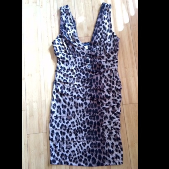 Nikibiki Leopard deep v-neck dress.  Small - Picture 2 of 2