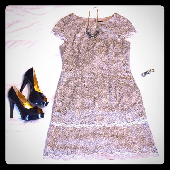 Alex evenings 10 petite lace sequin formal dress