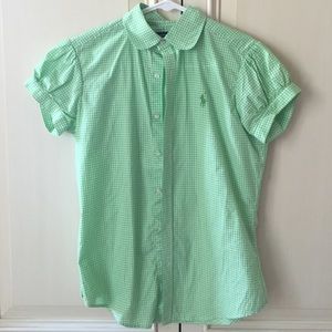 Green short sleeve checkered polo