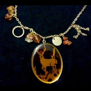 Beaded Deer Cameo Necklace
