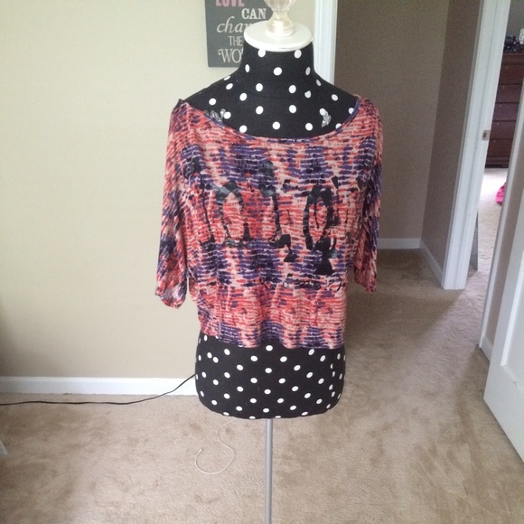 Blue and red crop top