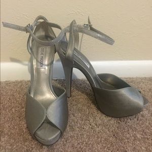 Silver Satin/Shimmer Steve Madden Heels