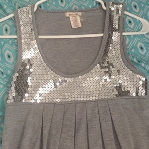 gray dress with silver sequins
