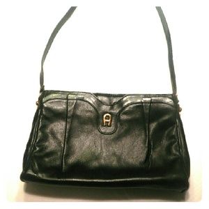 Vintage black leather Aigner bag