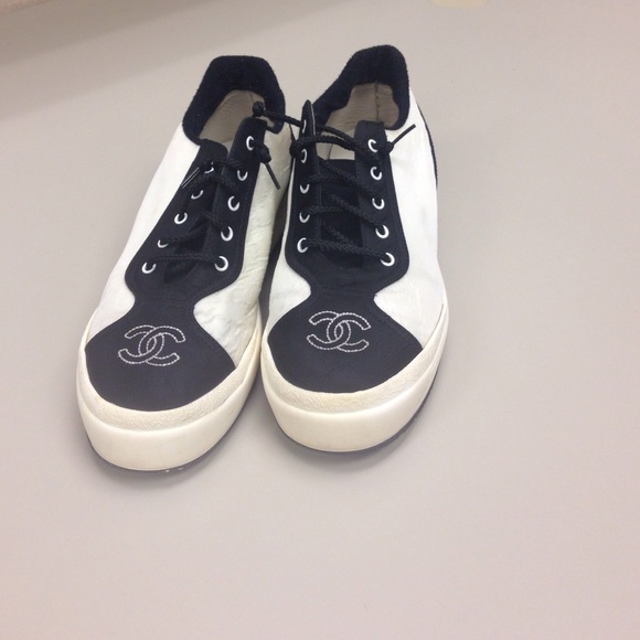 CHANEL Shoes - Authentic Cream & black nylon logo shoe💥💥30 min