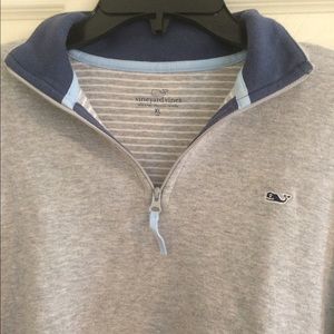 Vineyard Vines Gray Navy 1/4 Zip Pullover XS