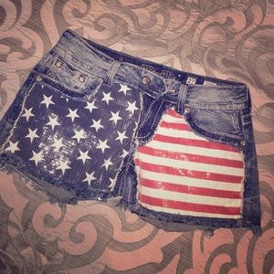 American Flag denim shorts