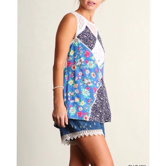 ❗️LAST ❗️Sleeveless lace blue tunic top - Picture 2 of 4